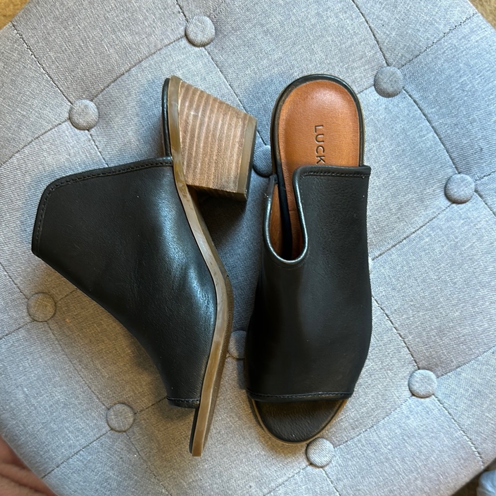 Lucky Brand Black Open-Toe Mules